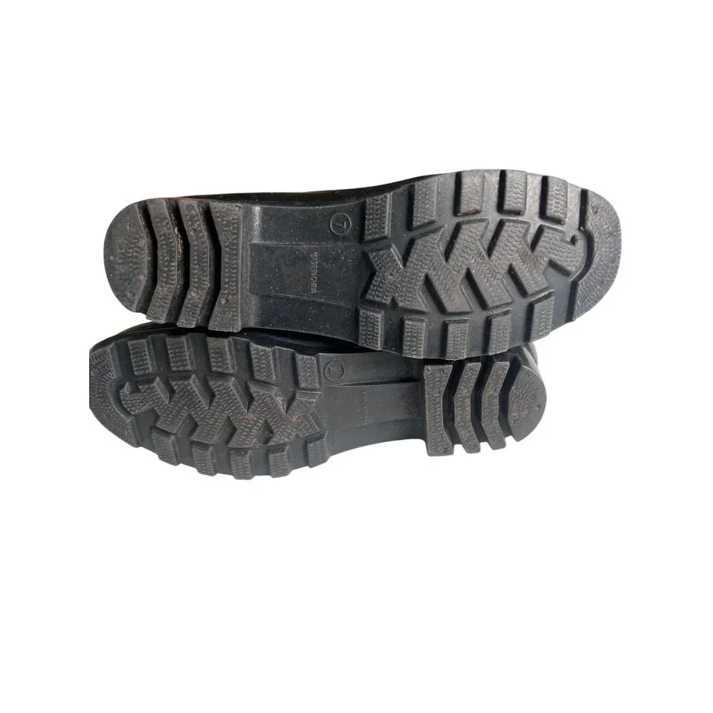 Rubber Rain Boots W7 M5.5 Black Waterproof Work boots‎ With Non Slip Tread